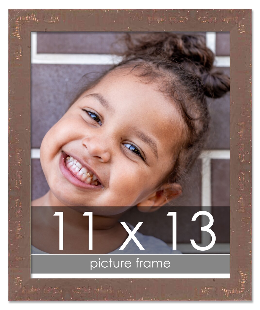 Photo Size Shabby Chic Brown Picture Frame - UV Acrylic, Foam Board Backing, Hanging Hardware